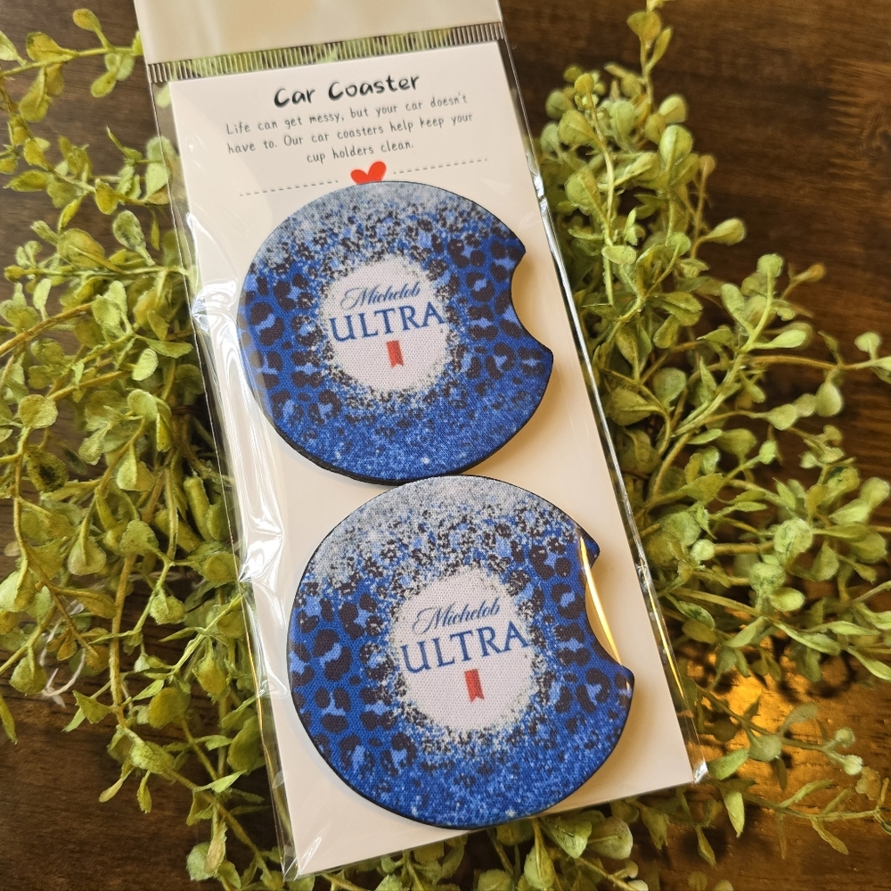 Michelob Ultra Blue Car Coaster Set